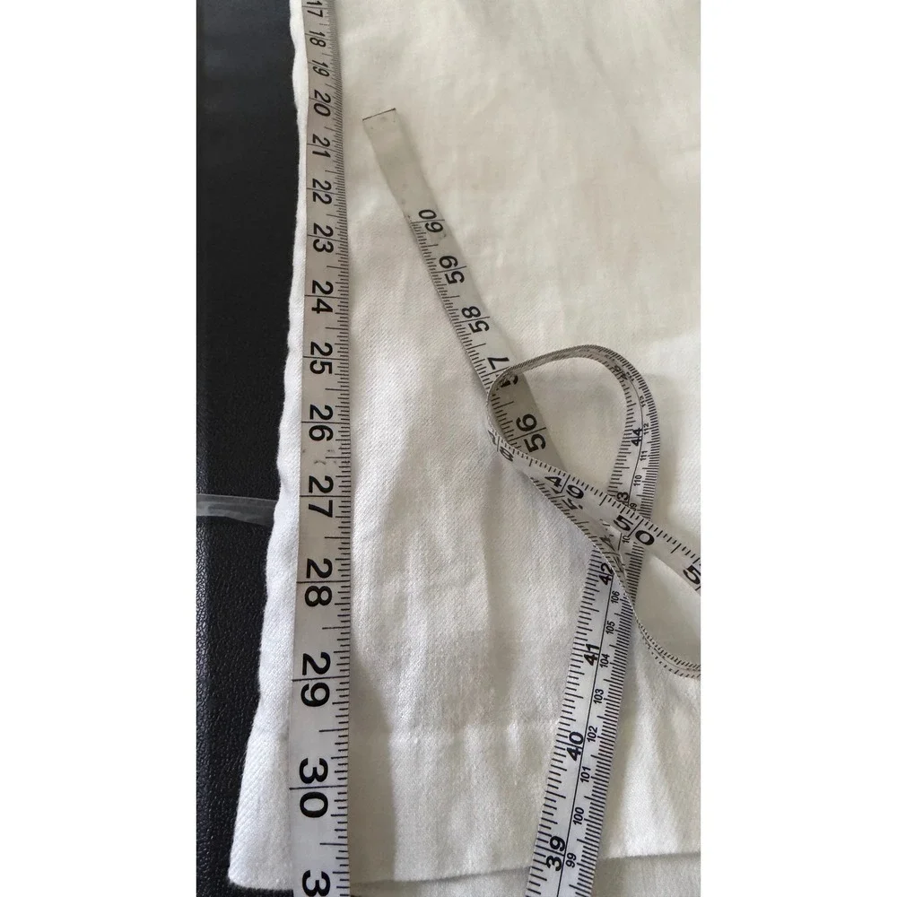 Worthington White Linen Pants  33X 31 Wide Leg Coastal Grandmother Beach Summer